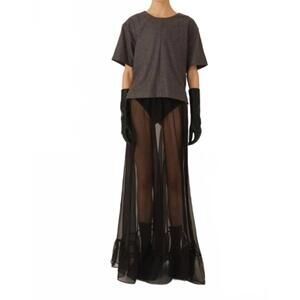 NEW THE GARMENT mitch crewneck boxy top in grey melange